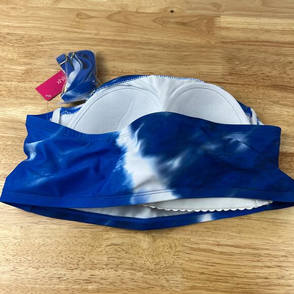 Xhilaration Juniors' Plus Size Blue Tie-Dye Bandeau Bikini Top - Size 14W - NWT - Picture 5 of 6